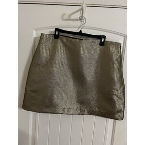 LOFT Women's Gold Metallic Mini Skirt Size 16‎ Shimmer